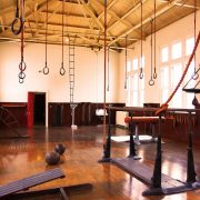 A photograph of an old school gymnasium