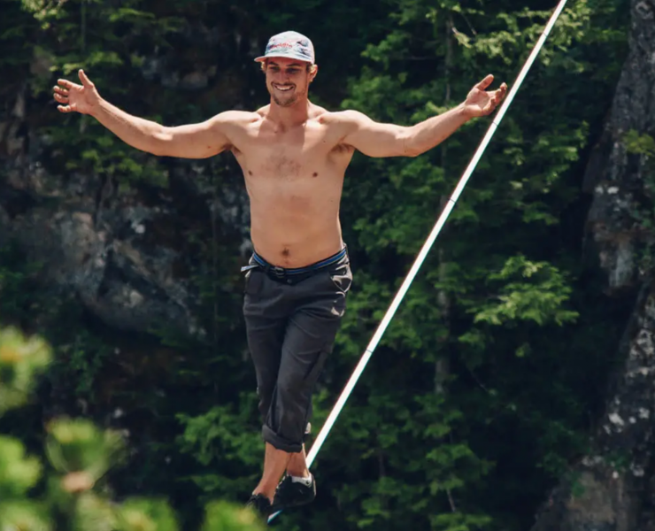 Man tightrope walking from Untethered