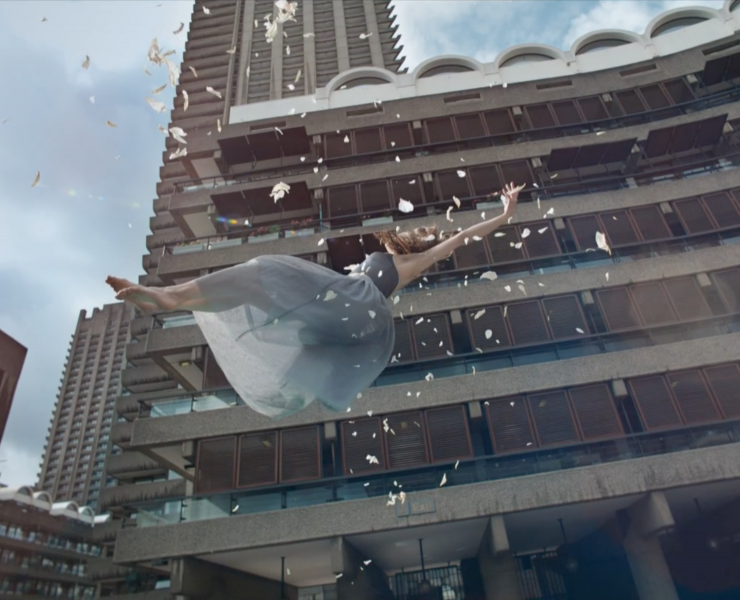 Woman seemingly floating in the air