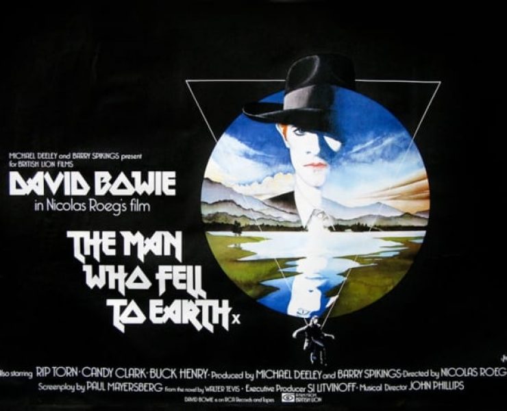 The iconic film poster of The Man Who Fell To Earth featuring David Bowie