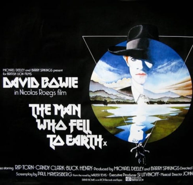 The iconic film poster of The Man Who Fell To Earth featuring David Bowie