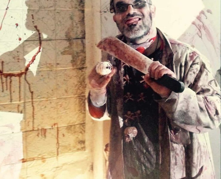 Evil doctor from terror attraction covered in blood from Southport scare attraction Zombie Zoo