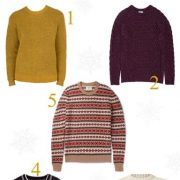 A montage of 5 stylish Christmas coloured jumpers