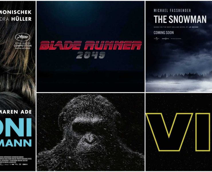Montage of five film posters including Blade Runner 2046, War For The Planet Of The Apes, The Snowman, Toni Erdmann, Star Wars Episode VIII: The Last Jedi