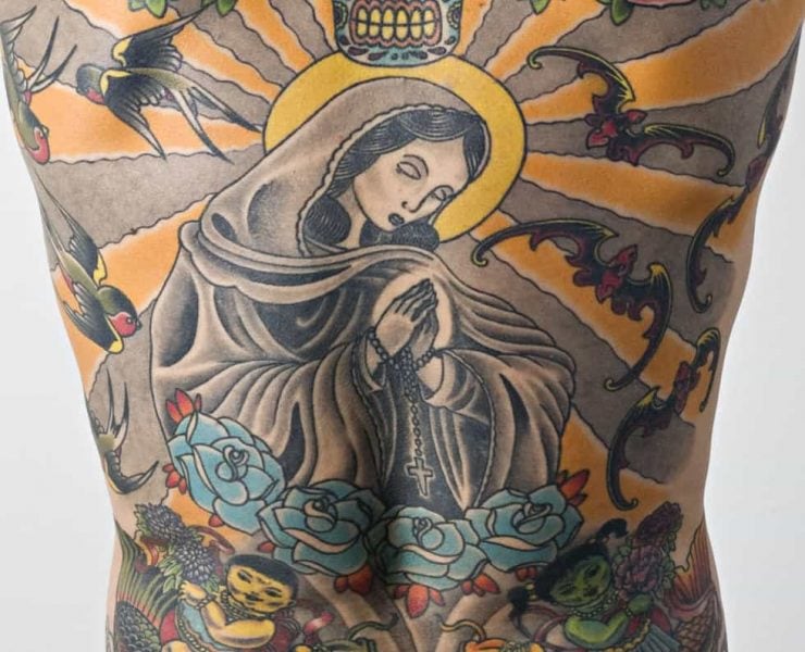 The tatooed back of Tim Steiner from Zurich by artist Wim Delvoye