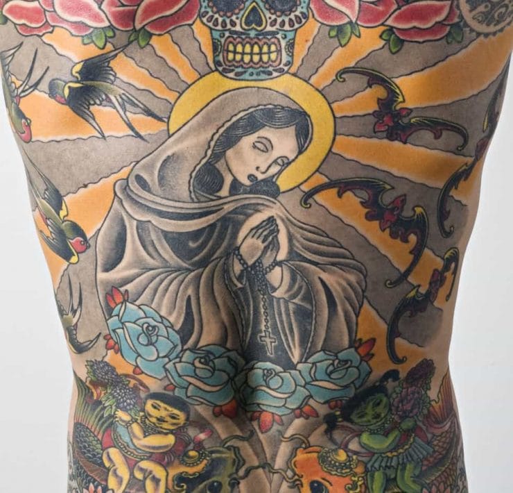 The tatooed back of Tim Steiner from Zurich by artist Wim Delvoye