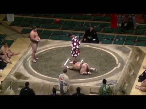 Sumo fight between Musashikuni Mamu and Tomisakae Ryutaro