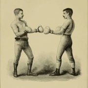 A vintage pencil drawing of fighting men