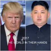 Tromp & Kim Jong Un split screen