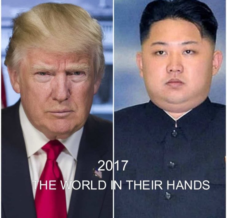 Tromp & Kim Jong Un split screen