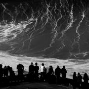 Photographers watching huge wave