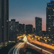 The huge skyscrapers of Toronto at night time
