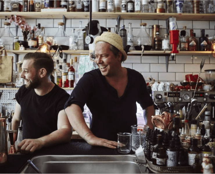 Chris Edwards and Dave Tregenza in their bar