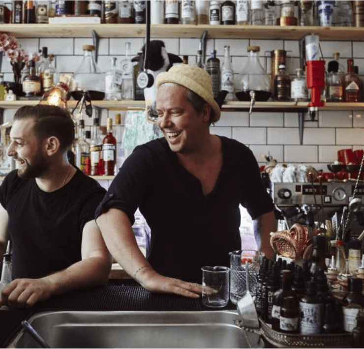 Chris Edwards and Dave Tregenza in their bar