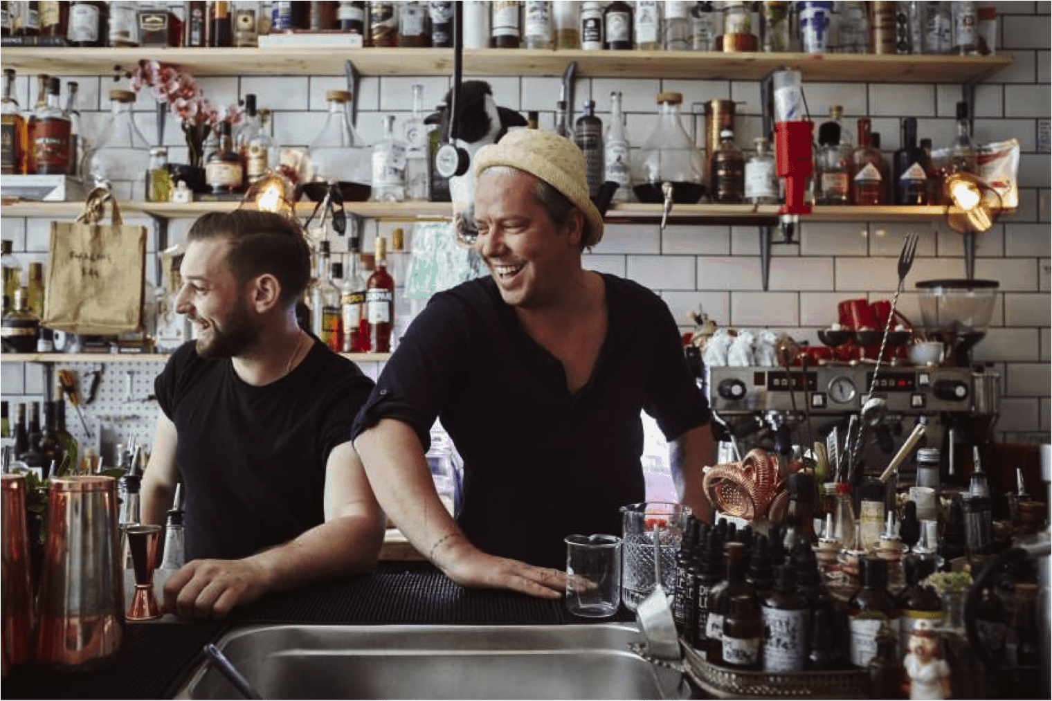 Chris Edwards and Dave Tregenza in their bar