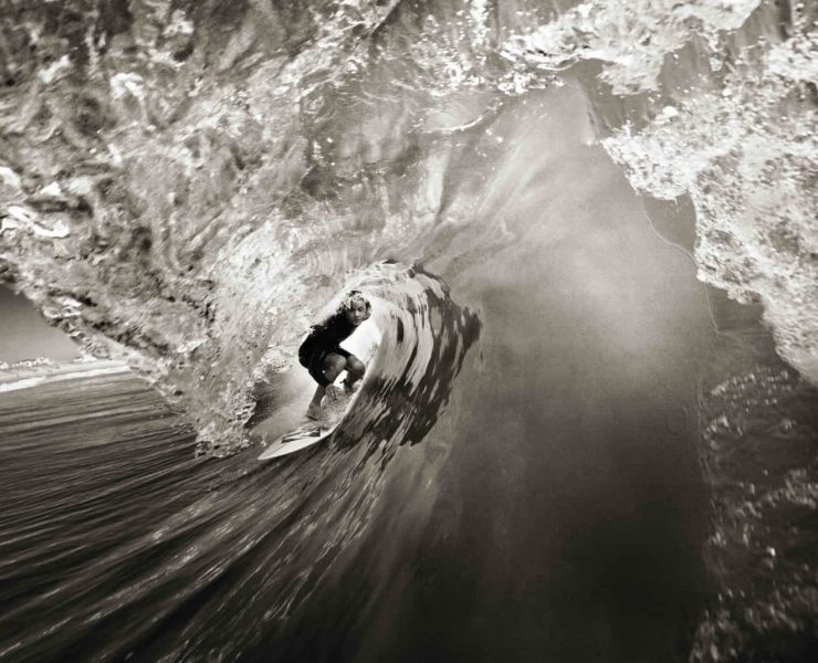 Surfer in barrel by surf photographer Chris Bickford