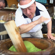 A japanese mochi maker at work