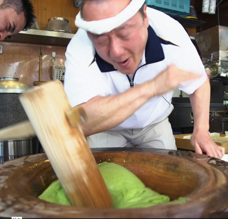 A japanese mochi maker at work