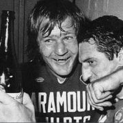 Tommy Raudonikis celebrates with beer
