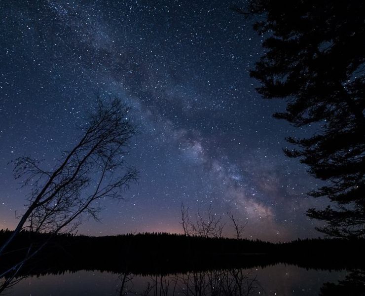 A nighttime sky in the wilderness