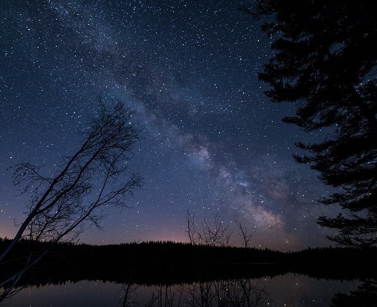 A nighttime sky in the wilderness