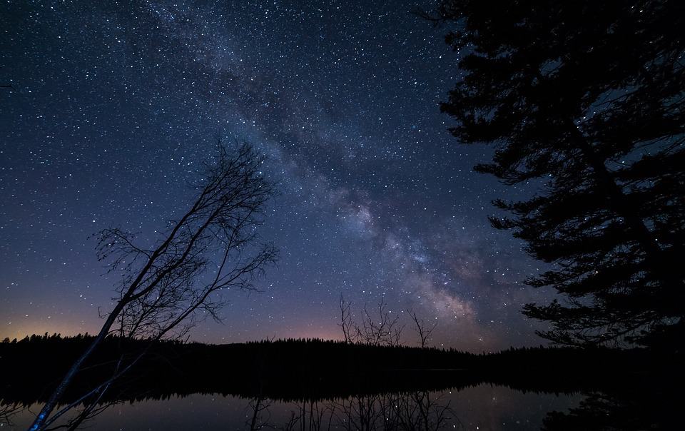 A nighttime sky in the wilderness