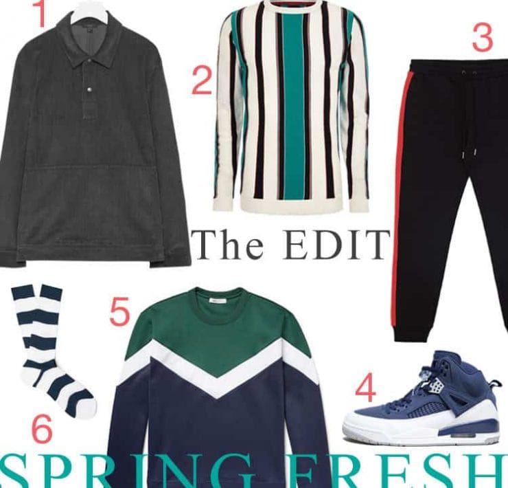 A collage of clothing items for the spring season