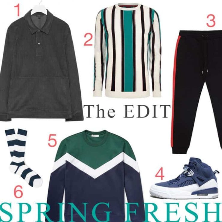 A collage of clothing items for the spring season