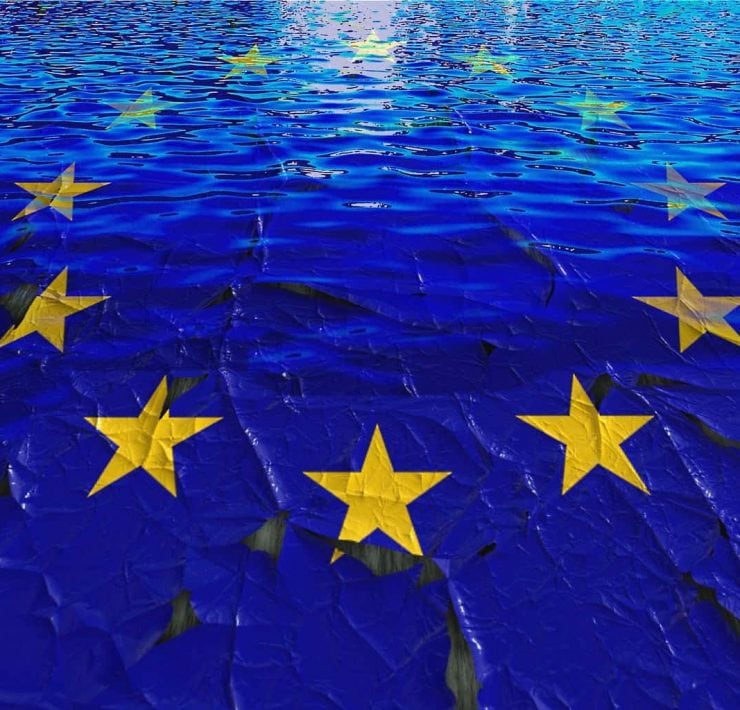 An image of a tattered EU flag