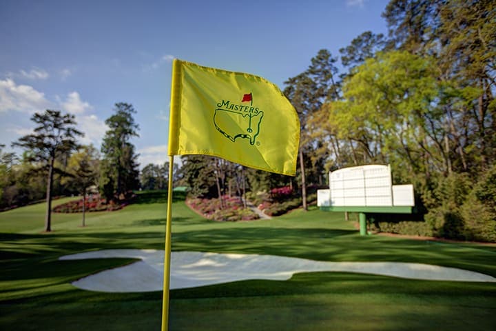 A Masters flag blowing in the wind
