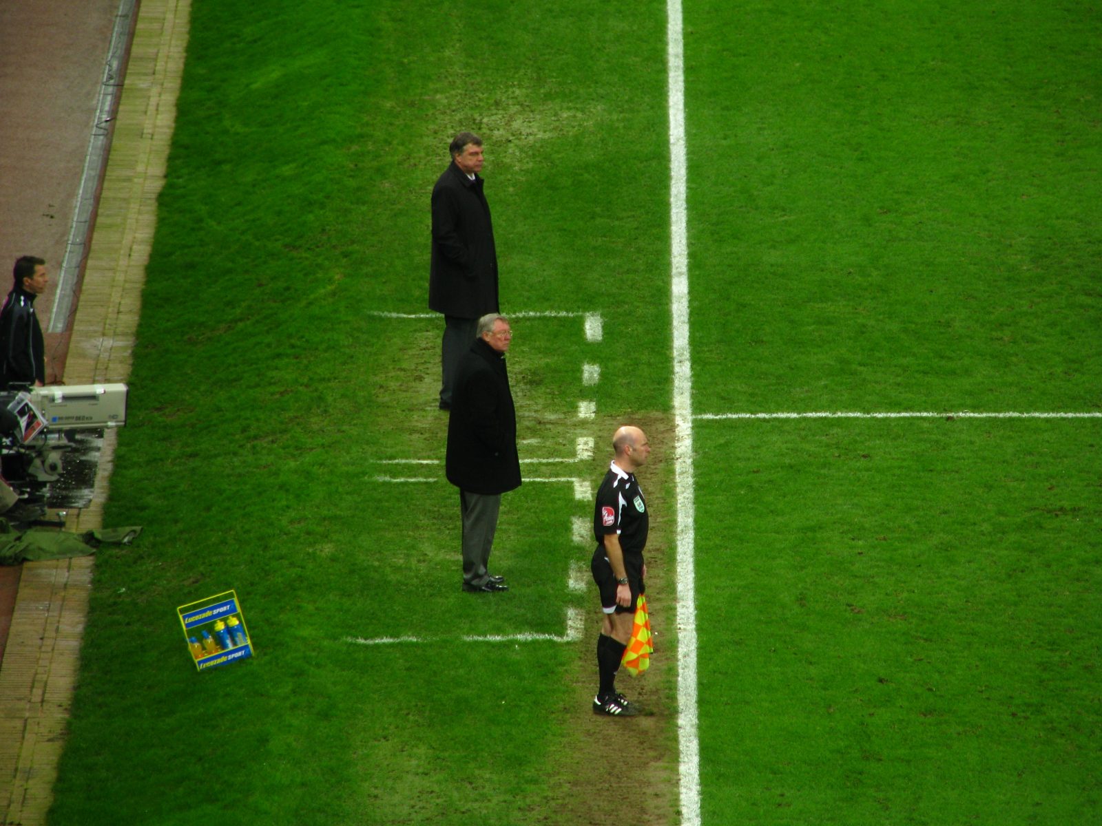 Old Trafford technical area Alex Ferguson and Sam Allerdyce