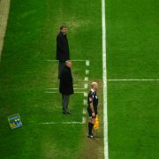 Old Trafford technical area Alex Ferguson and Sam Allerdyce