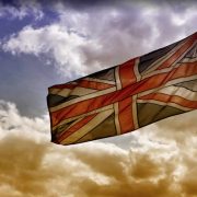Union Jack against a cloudy sky