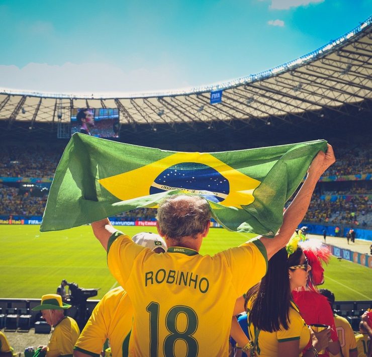 A Brazil fan at the World Cup
