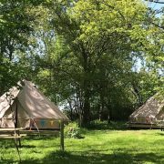 A bell tent hidden in the woods