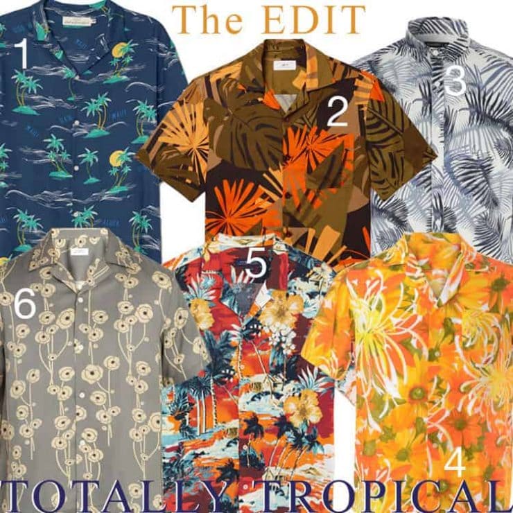 A selection of tropical Hawaiian shirts