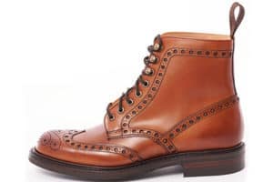 Brown leather brogue boots