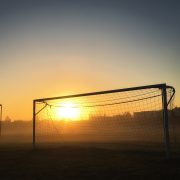 An empty football net