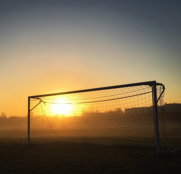 An empty football net