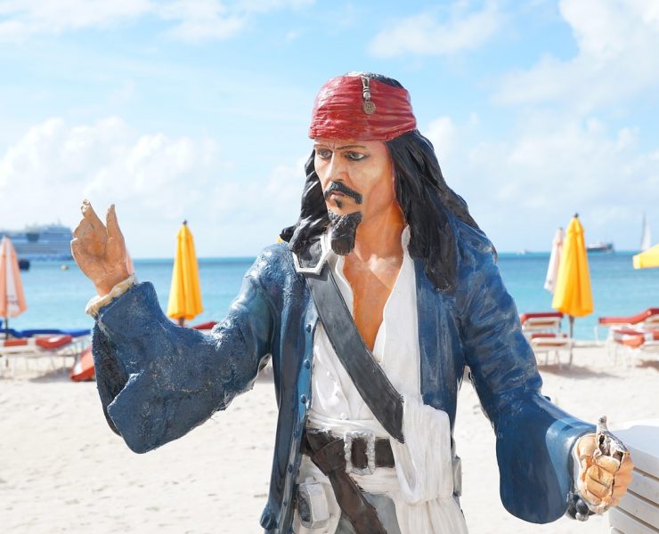 pirate statue on a beach