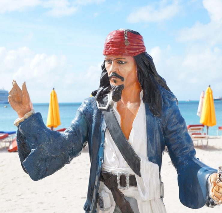 pirate statue on a beach