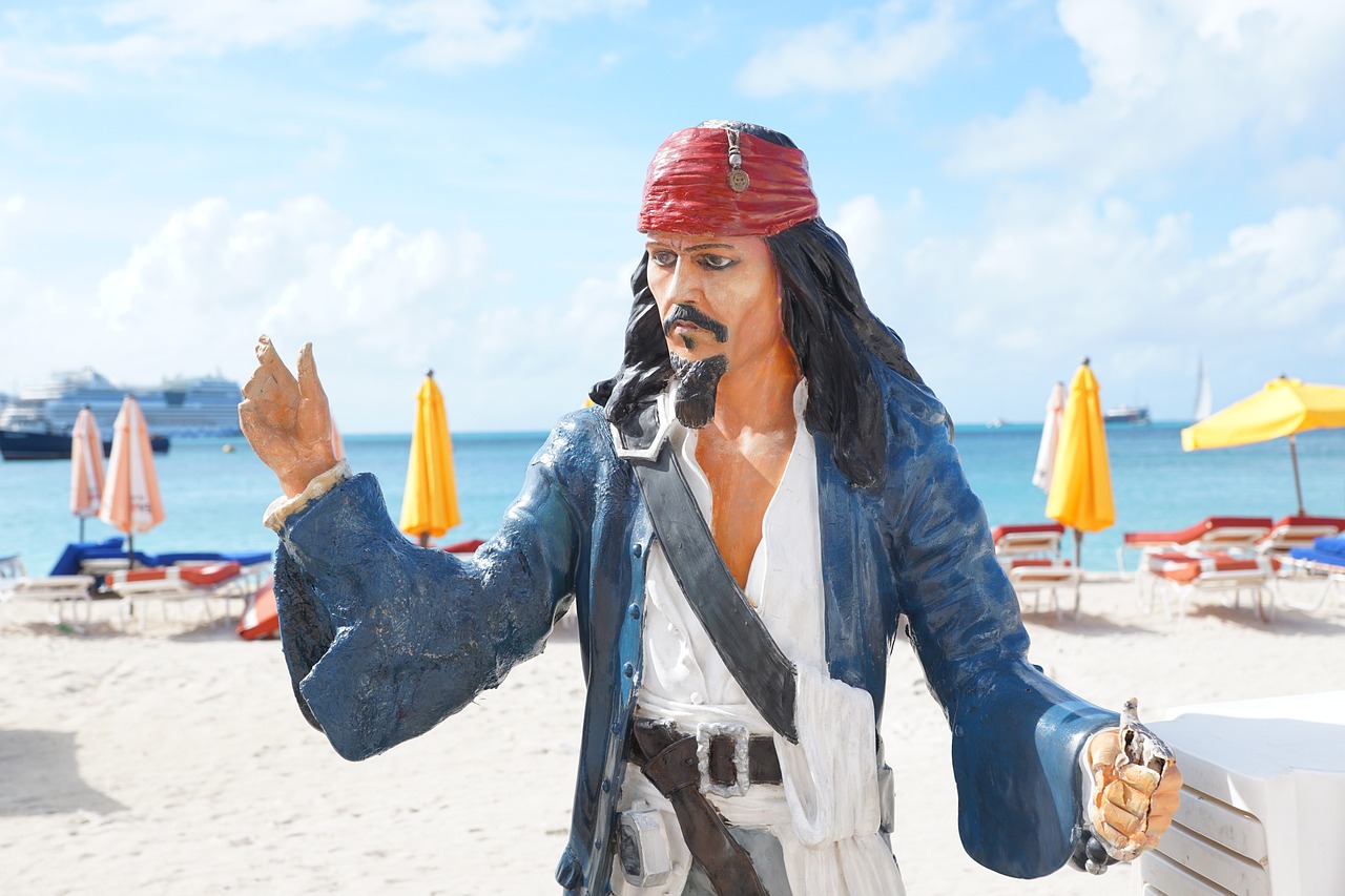 pirate statue on a beach