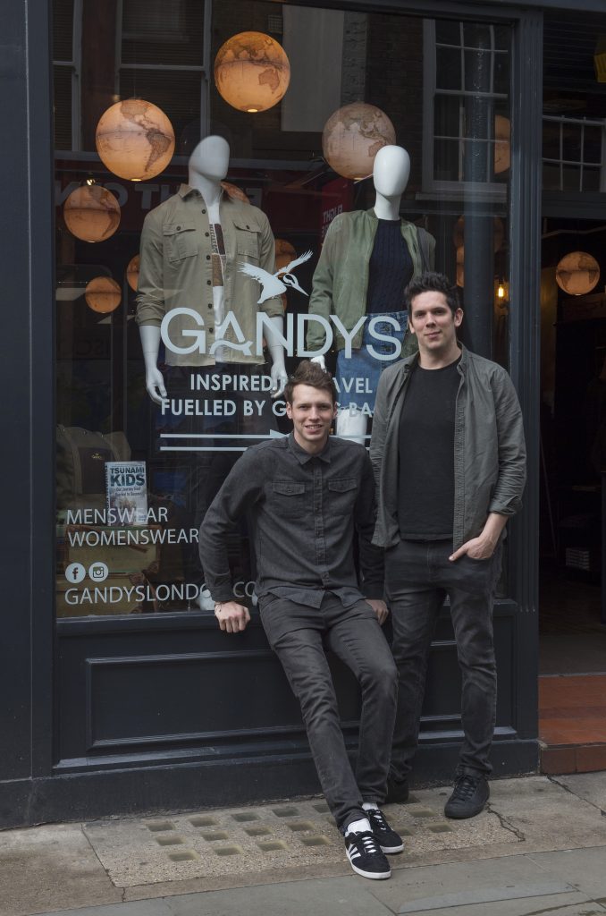 Founders of Gandys London Rob and Paul in front of their Covent Garden store
