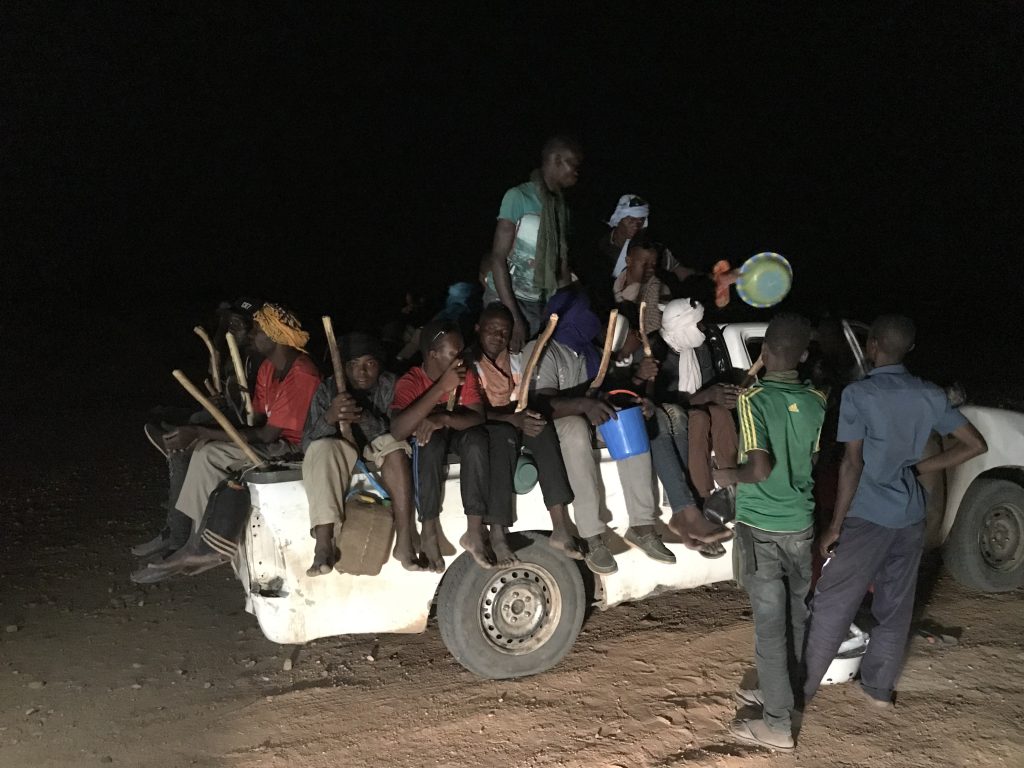 Migrants convoy in Agadez, Niger on their way to Libya and ultimately to Europe