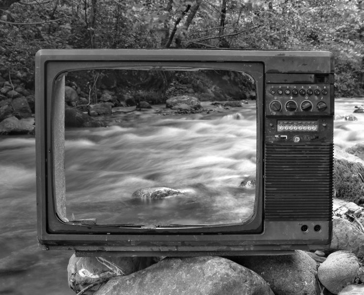 Tv by a stream