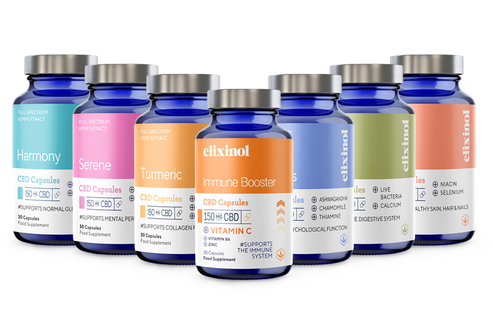 Elixinol Blended Capsules Group Shot