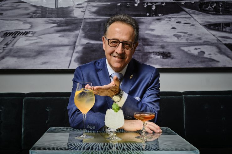 Salvatore Calabrese aka The Maestro sat behind some cocktails