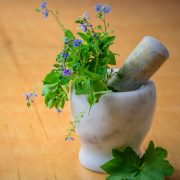 Herbal medicine in a pestle