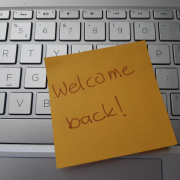 welcome back sign on keyboard