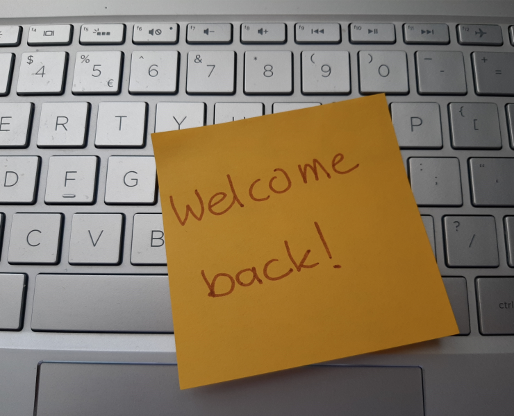 welcome back sign on keyboard